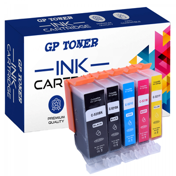 5x Replacement INK for CANON PIXMA iP3600 iP4600 MP540 MP550 MP640 MP980 MX860 PGI-520, CLI-521BK, CLI-521C, CLI-521M, CLI-521Y-GP-520XL CMYK