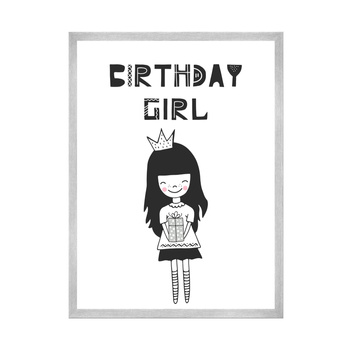 Birthday Poster Birthday girl 30X40 cm + silver frame