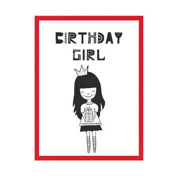 Birthday Poster Birthday girl 30X40 cm + red frame