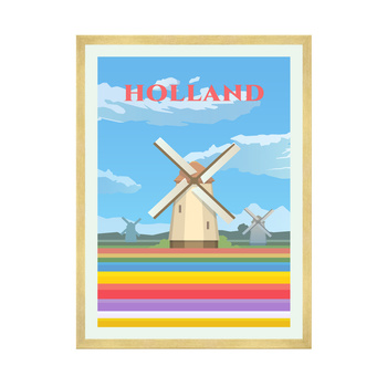 Poster of the Netherlands 40X50 cm + gold frame