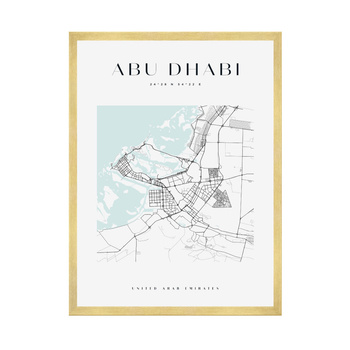 Poster Abu Dhabi city map square 40X50 cm + gold frame