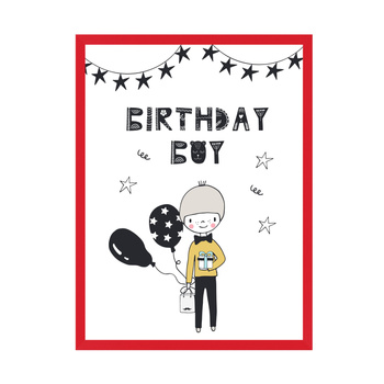 Birthday poster Birthday guy 30X40 cm + red frame