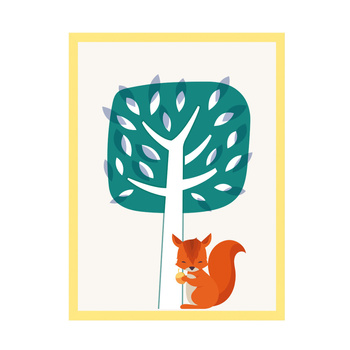 Children's Squirrel Poster 40X50 cm + yellow frame