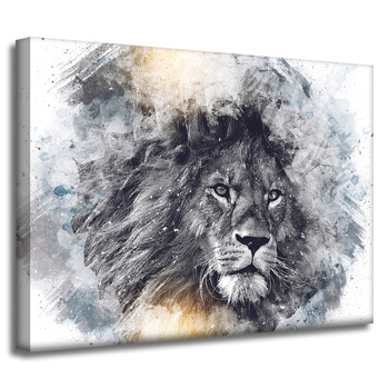 Canvas Print Black Face of Sad Lion 40x30 cm