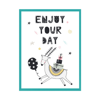 Birthday Poster Enjoy your day 21X29.7 cm + turquoise sea frame