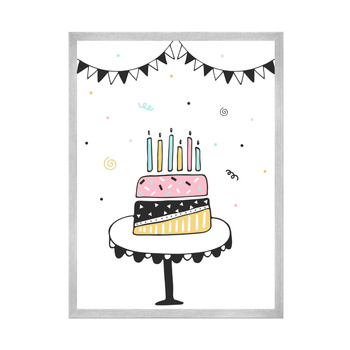 Birthday Cake Poster 40X50 cm + silver frame