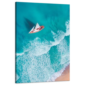 Canvas Print Sailboat Waves Sand Shore 60x90 cm