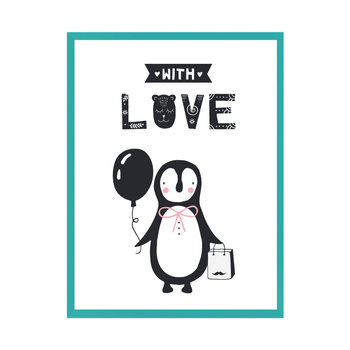Birthday Poster With love_2 24X30 cm + turquoise sea frame