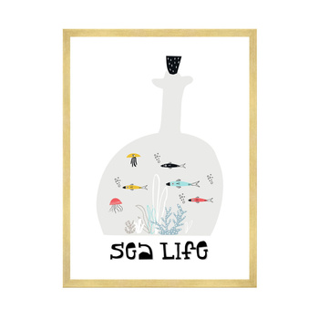 Children's Sea life poster 40X50 cm + gold frame