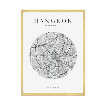 Poster Bangkok city map circle 40X50 cm + gold frame