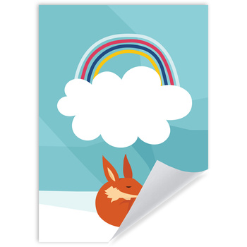 Poster Baby fox rainbow 21X29.7 cm