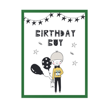 Birthday poster Birthday guy 30X40 cm + green frame