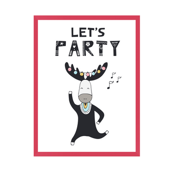 Let's party Birthday Poster 30X40 cm + amaranth frame