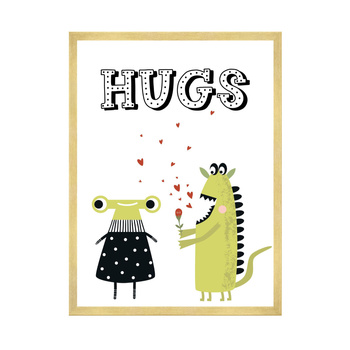 Baby Hugs poster 40X50 cm + gold frame