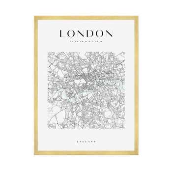 Poster London city map square 40X50 cm + gold frame