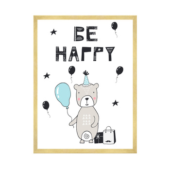 Be happy Birthday Poster 21X29.7 cm + gold frame