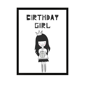 Birthday Poster Birthday girl 21X29.7 cm + black frame