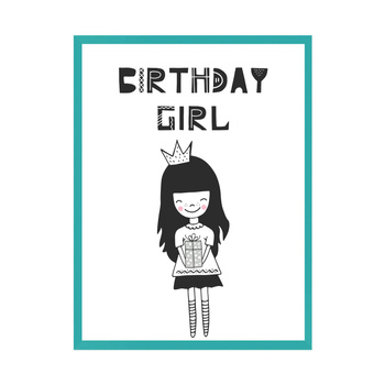 Birthday Poster Birthday girl 40X50 cm + turquoise sea frame