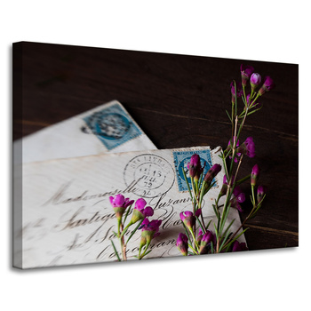 Canvas Print Letters Purple Flowers Vintage 90x60