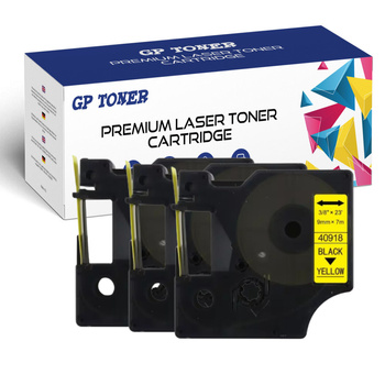 3x Tape for DYMO 7m 9mm yellow/black GP-DY40918 x3