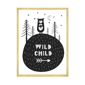Wild child poster 40X50 cm + gold frame