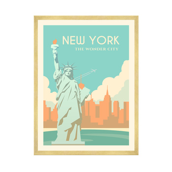 New York City poster 40X50 cm + gold frame