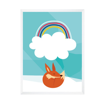 Children's fox rainbow poster 40X50 cm + white frame