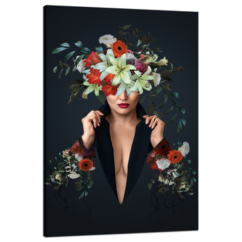 Canvas Print Flowers Woman Beauty Nature 80x120 cm