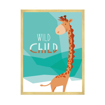 Children's poster Wild child Giraffe 24X30 cm + gold frame