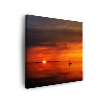 Canvas Print Nature Sunset Ship 40x40 cm