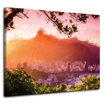 Canvas Print Old Photography City Sunset 100x80 cm