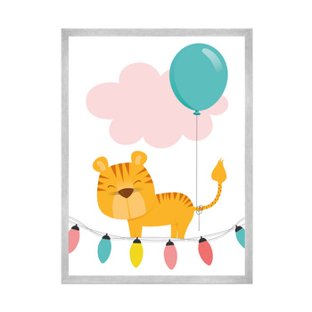 Children's Tigger poster 50X70 cm + silver frame