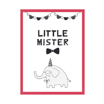 Little mister Birthday Poster 21X29.7 cm + amaranth frame