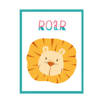 Children's Roar poster 30X40 cm + turquoise sea frame
