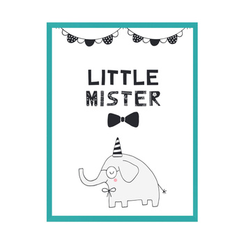 Little mister Birthday Poster 21X29.7 cm + turquoise sea frame