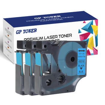 3x DYMO D1 12mm tape 7m blue black GP-DY45016 x3