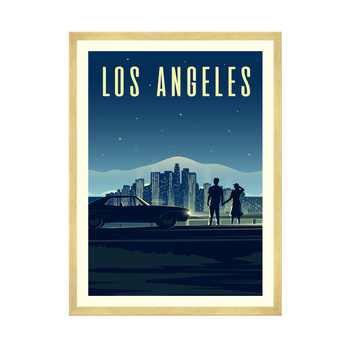 Poster of the City of Los Angeles 40X50 cm + gold frame