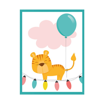 Children's Tigger Poster 40X50 cm + turquoise sea frame