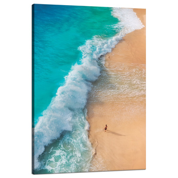 Canvas Print Man on Beach Waves Water Sun 80x120 cm
