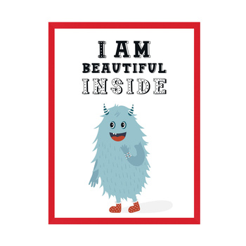 Children's poster I am beautiful inside 40X50 cm + red frame