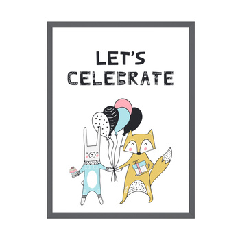 Let's celebrate Birthday Poster_2 40X50 cm + gray stone frame