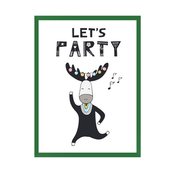 Let's party Birthday Poster 24X30 cm + green frame