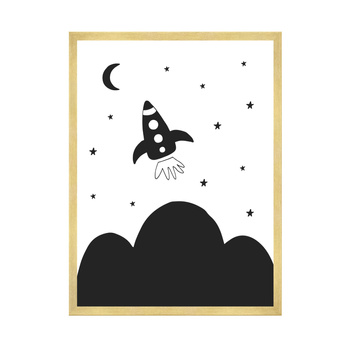 Poster Children's Rocket 40X50 cm + gold frame