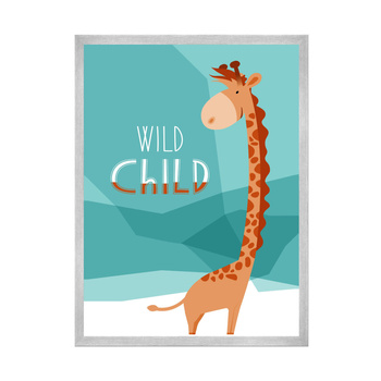 Children's poster Wild child Giraffe 30X40 cm + silver frame