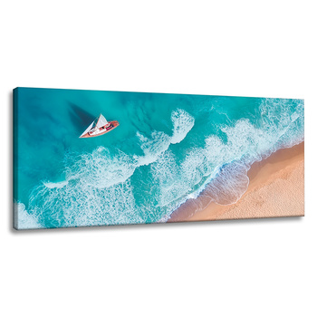 Canvas Print Sailboat Waves Sand Shore 120x60 cm
