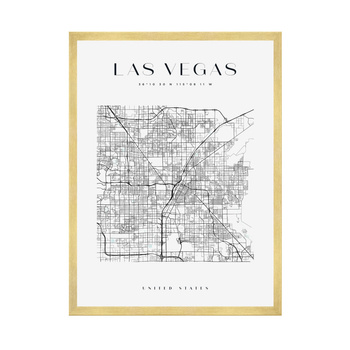 Poster Las Vegas city map square 40X50 cm + gold frame