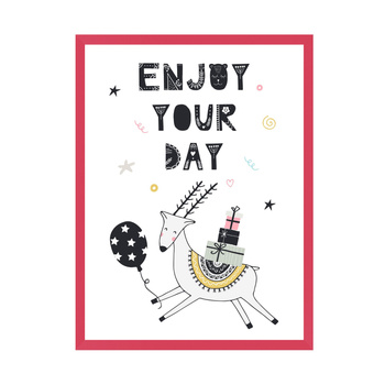 Birthday Poster Enjoy your day 24X30 cm + amaranth frame
