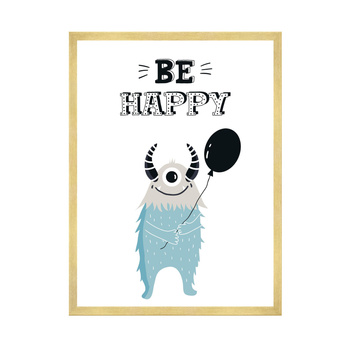 Children's Be Happy poster 40X50 cm + gold frame