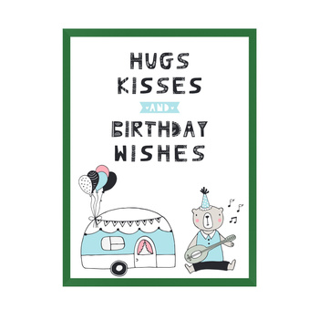 Hugs kisses Birthday Poster 30X40 cm + green frame
