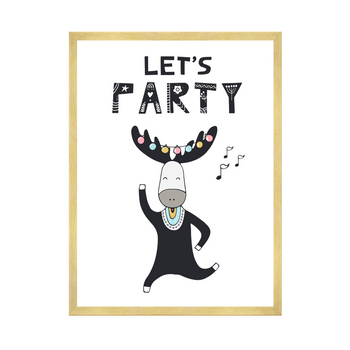 Let's party Birthday Poster 50X70 cm + gold frame